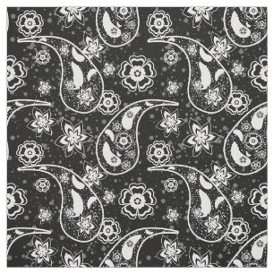 Tecido Têxtil Design de padrão Floral Preto