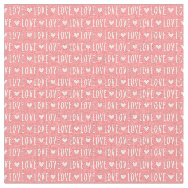 Tecido texto de amor de valentine impresso em coral (Detalhe)