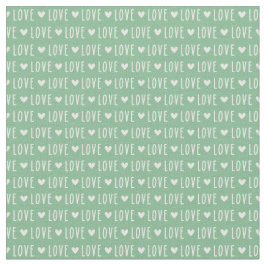 Tecido texto de amor de valentine impresso em verde