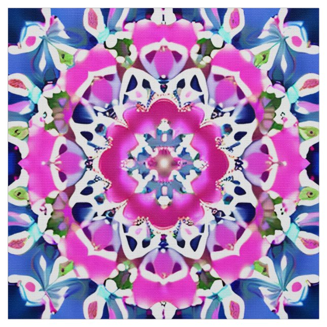 Tecido Tie Dye Mandala Padrão Denim Azul e Rosa (Modelo)