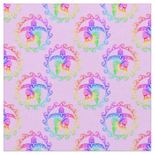 Tecido Tie Dye Tribal Turtle Moari Sun Rosa