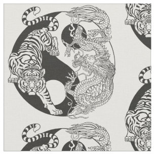 Tecido Tiger versus Dragão Chinês no yin yang