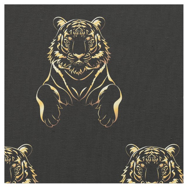 Tecido Tigre preto com tiras de ouro (Detalhe)