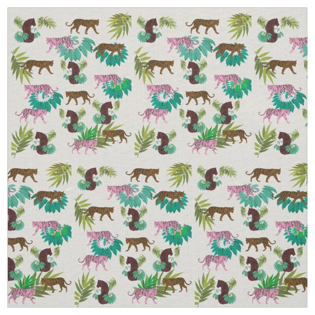 Tecido Tigres Castanhos Rosa (Modelo)