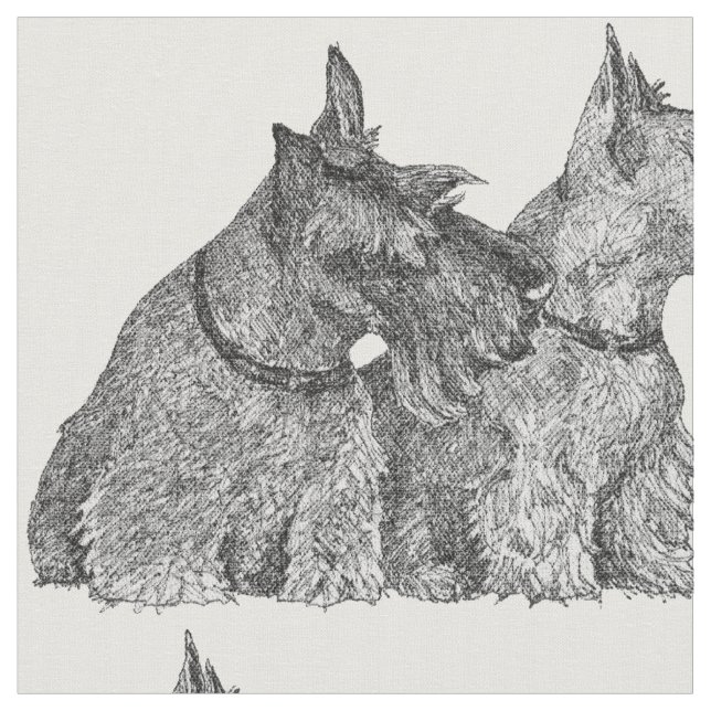 Tecido Tinta de Caneta Scottish Terriers (Detalhe)
