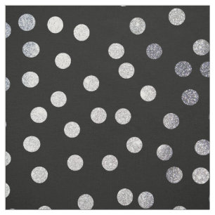Tecido Tinta preta e pontos de prata