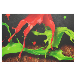 Tecido Tinta vermelha verde