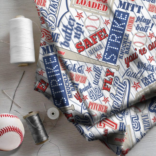 Tecido Tipografia do Baseball Red White Stripes ID770 (Criador carregado)