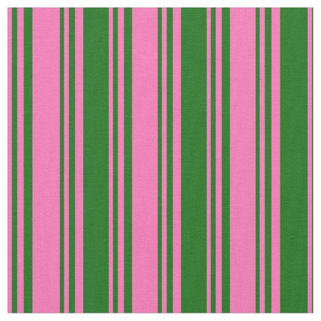 Tecido Tiras Verdes Rosa Quente e Escuras (Detalhe)