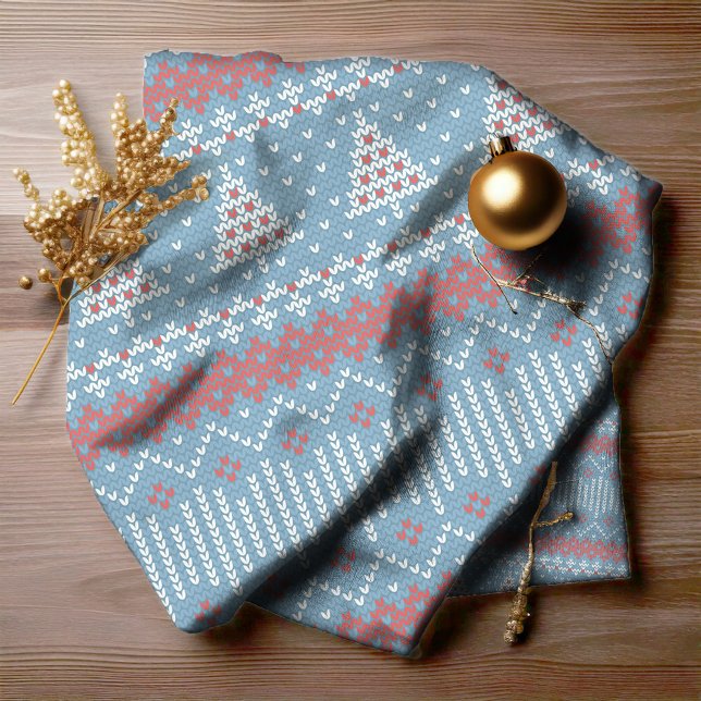 Tecido Título de 10 Árvores de Natal Knited ID208 Azul (Criador carregado)