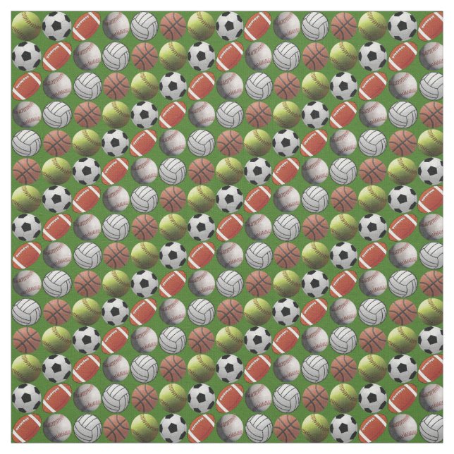 Tecido Todas as bolas dos esportes no fundo verde (Modelo)