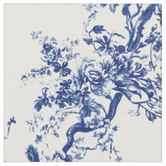 Tecido Toile de Galho Floral Azul Real
