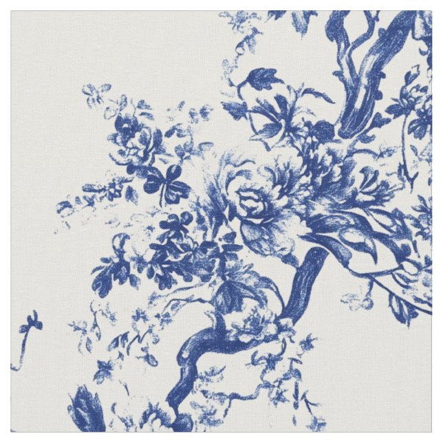 Tecido Toile de Galho Floral Azul Real (Detalhe)