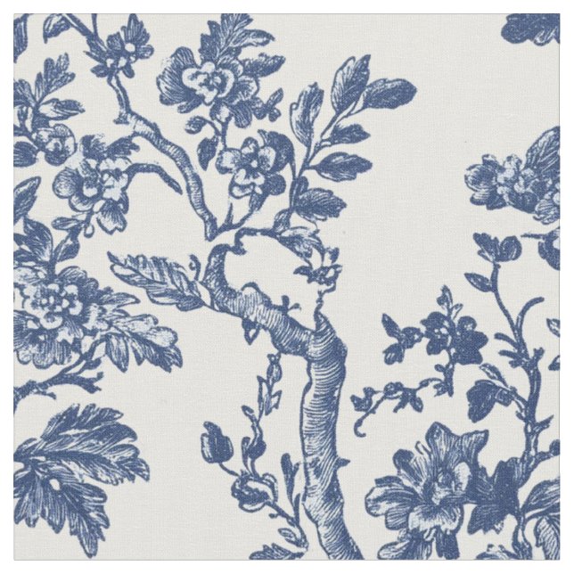 Tecido Toile de Videira Floral Azul Marinho (Detalhe)