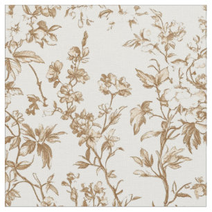 Tecido Toile de Videira Floral Bege Antigo