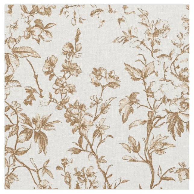 Tecido Toile de Videira Floral Bege Antigo (Detalhe)