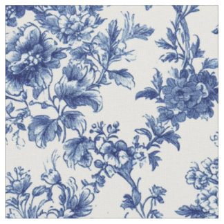 Tecido Toile Floral Botânico Azul Clássico