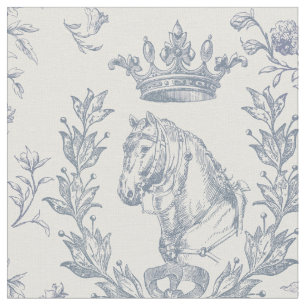 Tecido Toile Floral de Coroa Azul Elegante