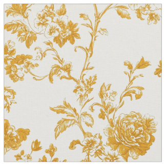 Tecido Toile Floral Dourada