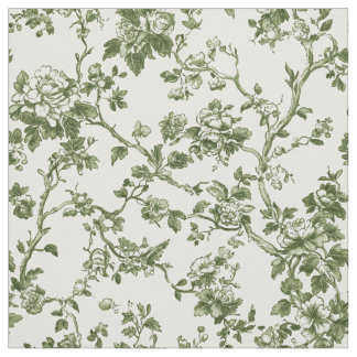 Tecido Toile Floral Verde Delicado