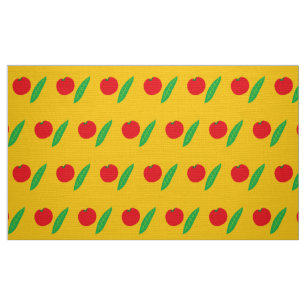 Tecido Tomate vermelho e folhas amarelas