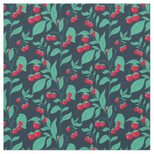Tecido Tomates de cereja em padrão nos arbustos 