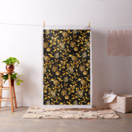 Tecido Toro Floral Dourado Vintage Preto