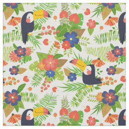Tecido Toucan & flores tropicais