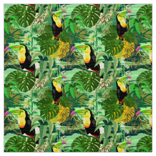 Tecido Toucan na floresta húmida verde de Amazónia