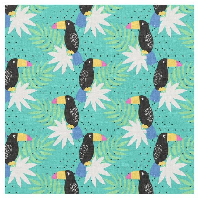 Tecido Toucans na cerceta (Detalhe)