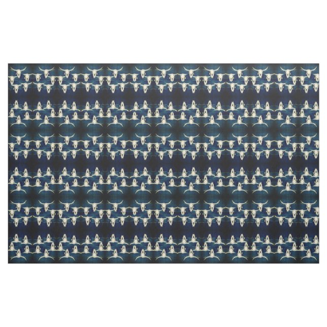 Tecido Touro Crânio Ocidental Azul Indigo Russo (Fat Quarter)