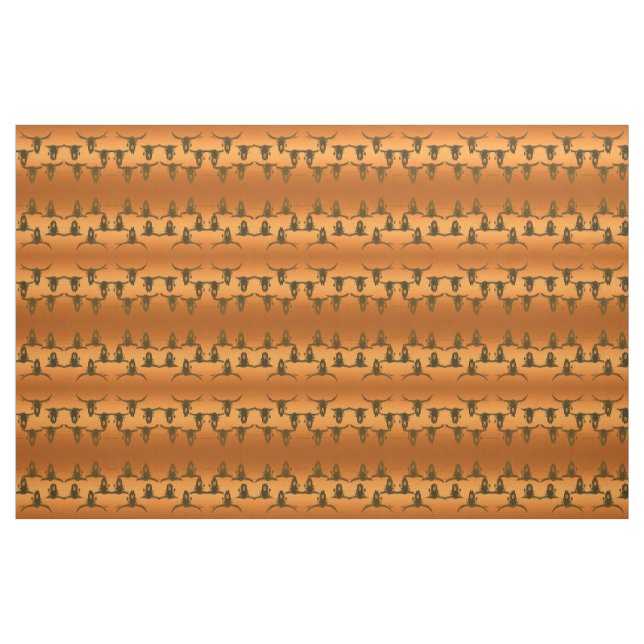 Tecido Touro Crânios Dourado Padrão Ocidental Russo (Fat Quarter)