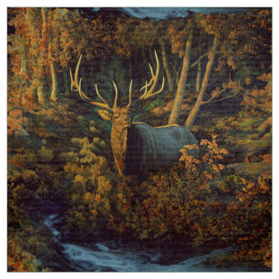 Tecido Touro Elk na Floresta do outono