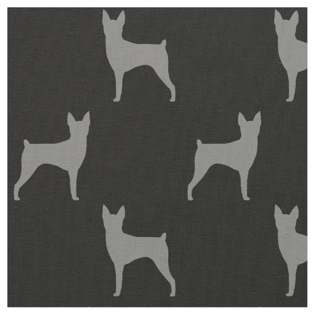 Tecido Toy Fox Terrier Dog Silhouettes Patterados (Detalhe)