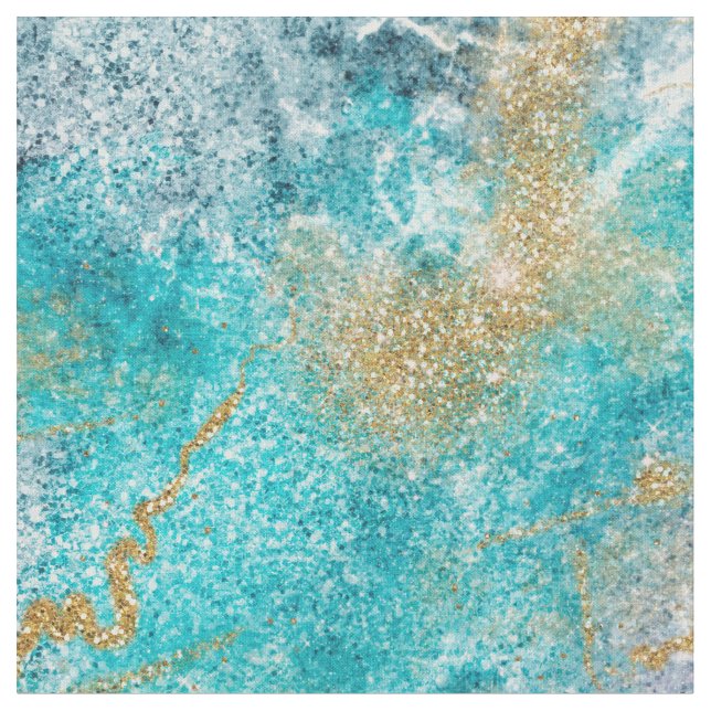 Tecido Trabalho de arte de mármore azul Dourado  (Detalhe)