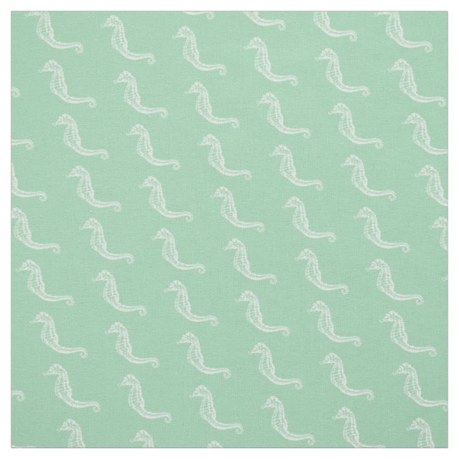 Tecido Traçado de Cavalo Branco Sobre Seafoam Green (Modelo)
