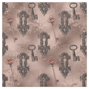 Tecido Trava Steampunk e Rosa de chave Dourado Dissocia