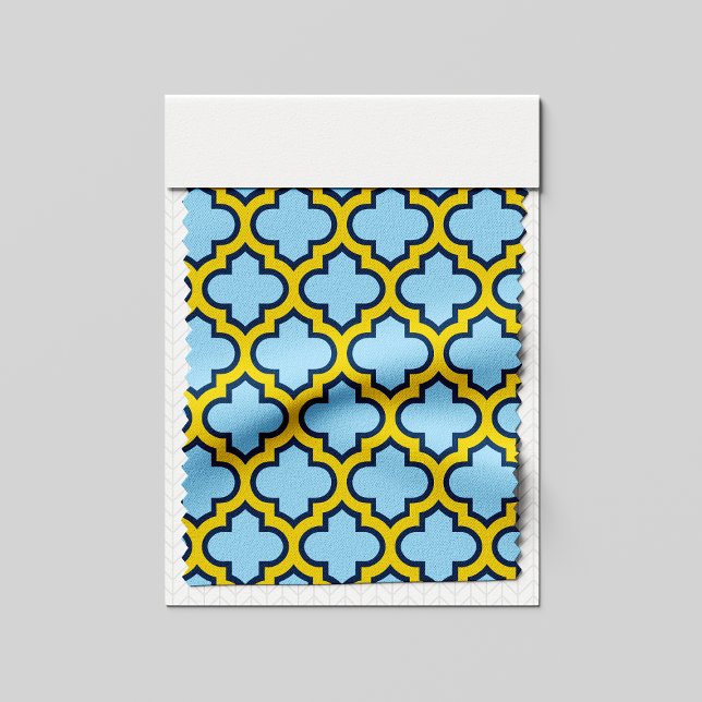 Tecido Trellis azul e amarela, lete, quatrefoil (Criador carregado)