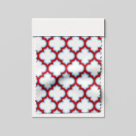 Tecido Trellis branca e vermelha, lete, quatrefoil