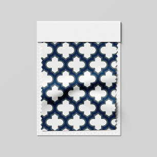 Tecido Trellis, Latite, Quatrefoil, de cor branca e Marin