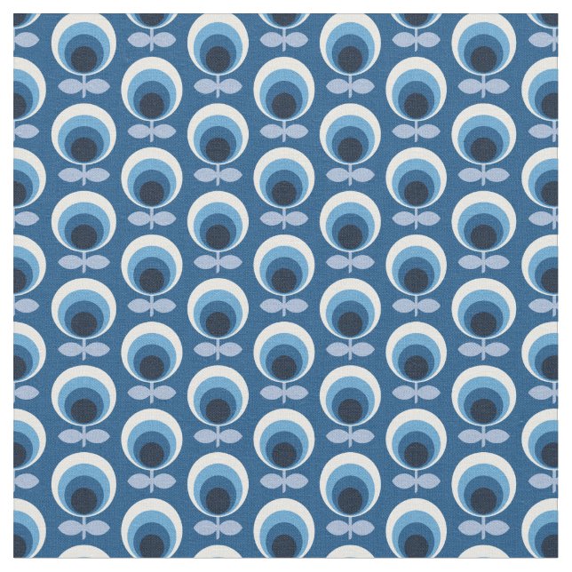 Tecido Trendy Meio século Modern Blue Floral (Detalhe)