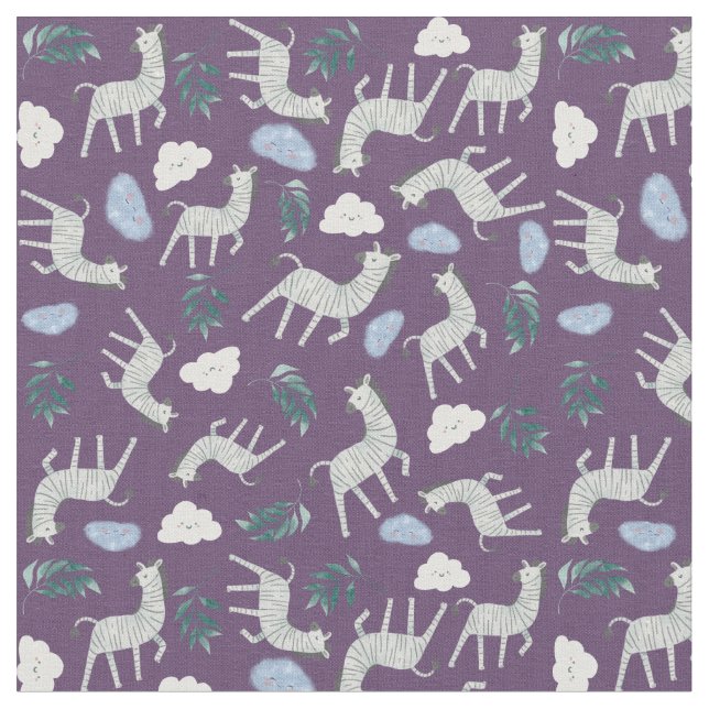 Tecido Trendy safari animais da selva zebra roxa (Detalhe)