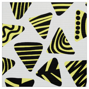 Tecido Triângulos 240121 - Preto e Amarelo no Branco