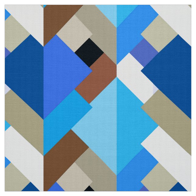 Tecido Triângulos Abstrato modernos, azul cobalto e casta (Modelo)