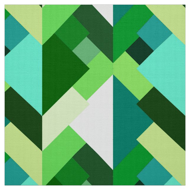 Tecido Triângulos Abstrato modernos, Emerald Green e Aqua (Modelo)
