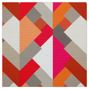 Tecido Triângulos Abstratos Modernos, Laranja, Fuchsia e