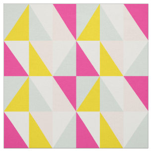 Tecido Triângulos Geométricos Padrão Rosa E Amarelo