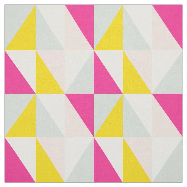 Tecido Triângulos Geométricos Padrão Rosa E Amarelo (Modelo)