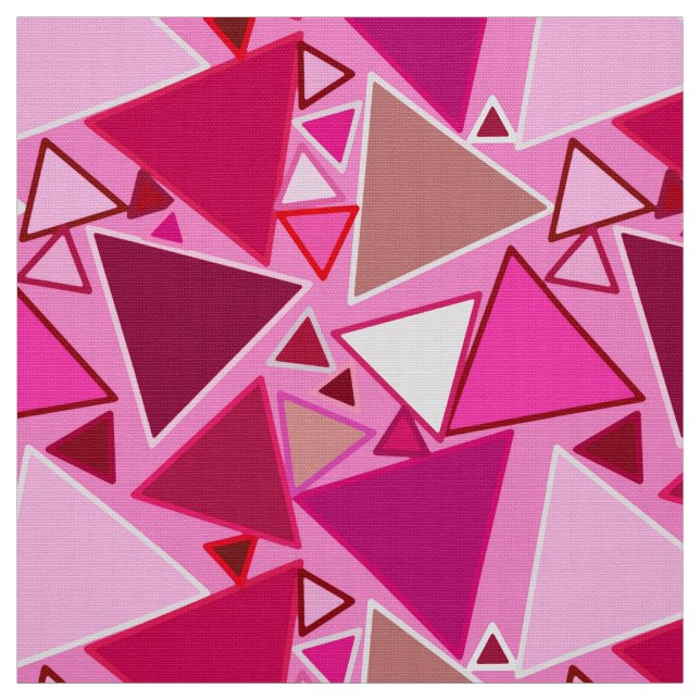 Tecido Triângulos Modernos do Século médio, Rosa e Borgon (Modelo)