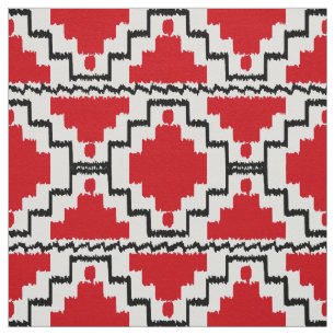 Tecido Tribal asteca de Ikat - vermelho, preto e branco